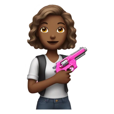 Girl hand holding a pink gun sticker