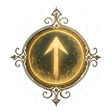 up arrow encircled, magical amulet look, ornate and enchanted, mystical, glowing sticker