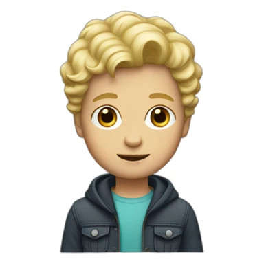 Semi-curled short hair blond boy sticker