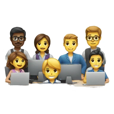 several people working together on computers sticker