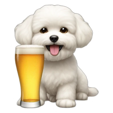 Bichon maltais drink beer sticker