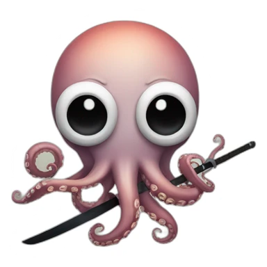 octopus holding a katana sticker