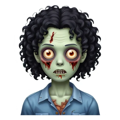 Zombie de cabelos cacheados pretos sticker