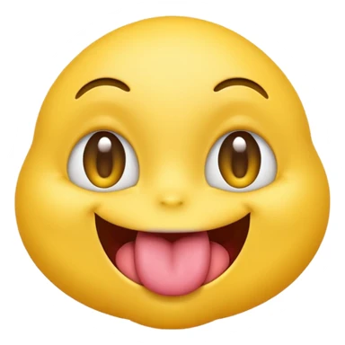 yellow emoji face with eyes emerging from face and tongue sticking out wildly  sticker