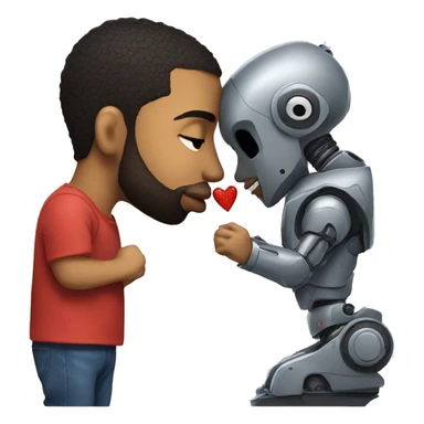 Drake kissing a robot sticker