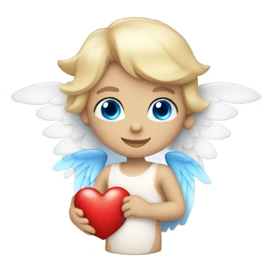 flying pale cupid with blue eyes and red heart arrow  sticker