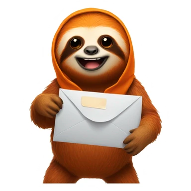 orange sloth receiving mail sticker