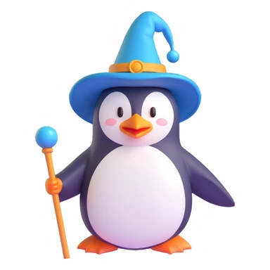 A penguin wizard sticker