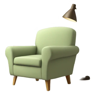 Beige Armchair - Sage green blanket - book sticker