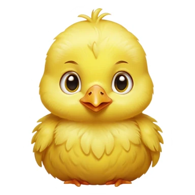 Cinematic Noble Yellow Baby Chicken Portrait Emoji, Poised and regal, with a tiny, fluffy build and a vibrant, well-groomed bright yellow downy coat, deep-set soulful beady eyes, Simplified yet sharp and sophisticated features, highly detailed, glowing with a soft, dignified glow, high shine, intelligent and charming, stylized with an air of youthful elegance, focused and attentive, soft glowing outline, capturing the essence of a watchful and confident little chick, so majestic it feels as though it could peep out of the screen with effortless authority! sticker