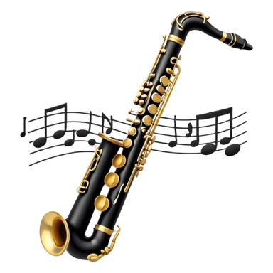 clarinet with music notes floating around sticker
