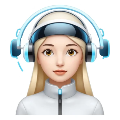 An old-fashioned royal portrait but with a sci-fi twist - the beautiful female is wearing high-tech headgear with glowing screens floating around them. sticker