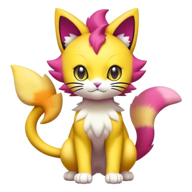 Colorful Liepard-Skitty-Delcatty-Pokémon-Fakémon-hybrid-creature (full body) sticker