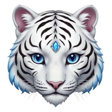 ESO Female white tiger khajiit leader of the umbral rose, blue eyes, blue 'third eye' gem, something symbolizing leadership ruling sticker