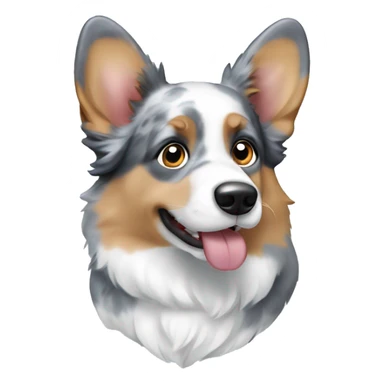 Blue Merle corgi with a blue eye sticker