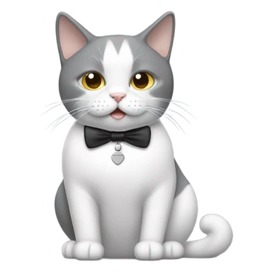 Gray with a little bit of white cat with tux on pooping  sticker