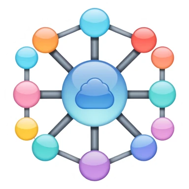Can you create a picture for an AI LLM model router showing it as a hub connecting different LLMs? Make it pastel colored and abstract
 sticker