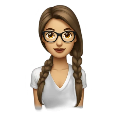 femme blanche brune avec un carré, des cheveux lisses et des lunettes sticker