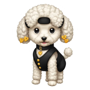 Caniche blanca con chaleco negro sticker