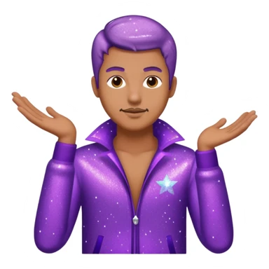 man supervisor wearing glitter purple glittery clothes sticker