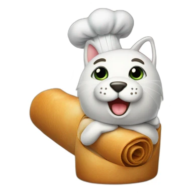 roll stands on his apron paws sticker