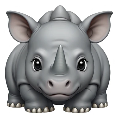 cinematic-noble-baby rhinoceros-portrait-emoji,slate grey hide -poised-and-regal,-with-a-massive,-powerful-build-and-a-thick,-deep-set-soulful-piercing-eyes,-simplified-yet-sharp-and-sophisticated-features,-highly-detailed, large black eyes sticker