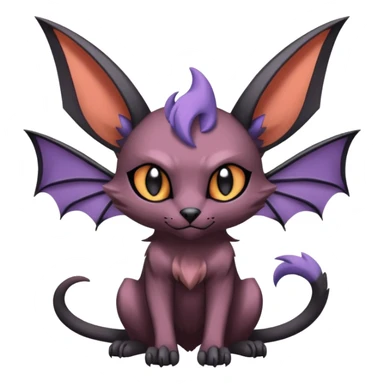 dark edgy dull pointy edgy Noivern-Noibat-Purloin-Torracat-Lykoi-Caracal-bat-cat-Fakemon-fusion-hybrid-creature with bat-wings on head as ears sticker