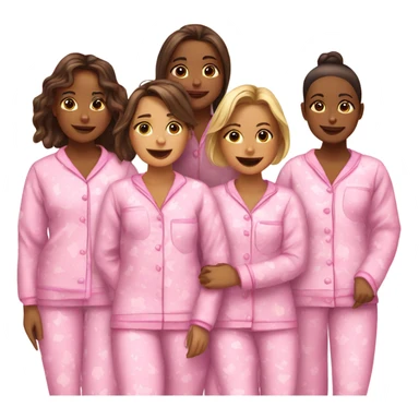 Group of girls wearing matching pajamas  sticker