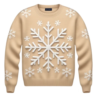 Light beige knitted sweater with white snowflake prints on it sticker