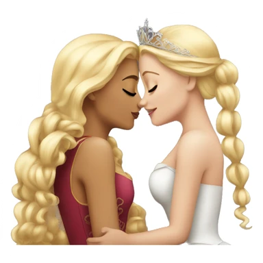 2 women princesses couple blonde deep kiss sticker