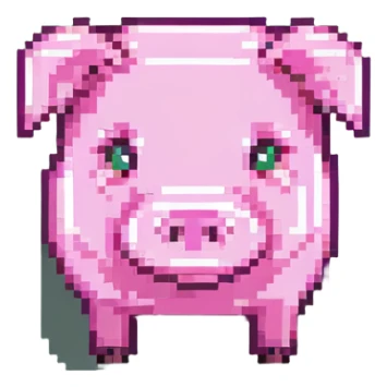 Minecraft pig, full body, pink blocky animal with square head and square body sticker
