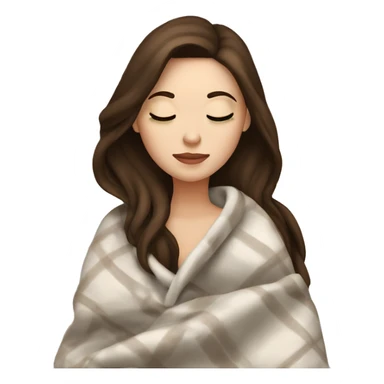 White girl brunette inside a blanket sipping coffee eyes closed sticker