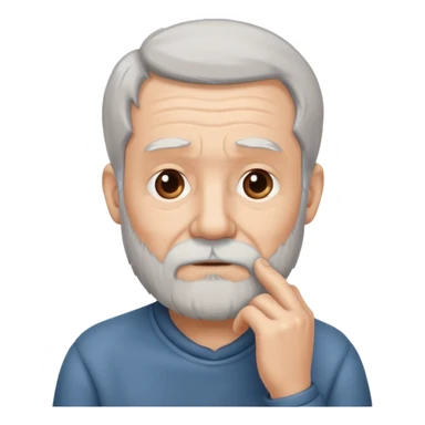 Old man touching his beard while thinking sticker