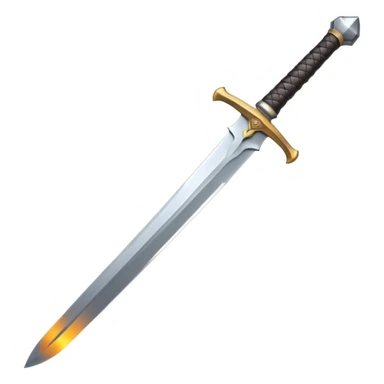 a viking blade, bastard sword, transparent background, the hilt is bound in black, straight blade sticker