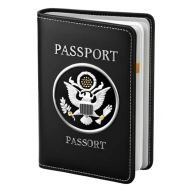 black passport with minimal silver details sticker