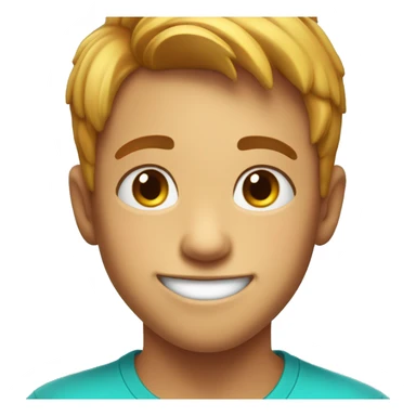 A cute boy with short hair and a bright smile, wearing a colorful T-shirt, with a few freckles on his cheeks. sticker