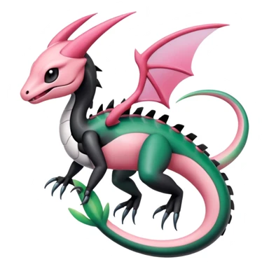 Pink-black-white-gradients Meloetta-Rayquaza-Salandit-Pokémon-Fakémon-creature-fusion-hybrid sticker