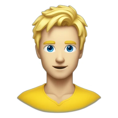 a man blond hair, blue eyes, spreading a yellow aura around hil sticker
