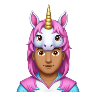 A man with a unicorn costume sticker