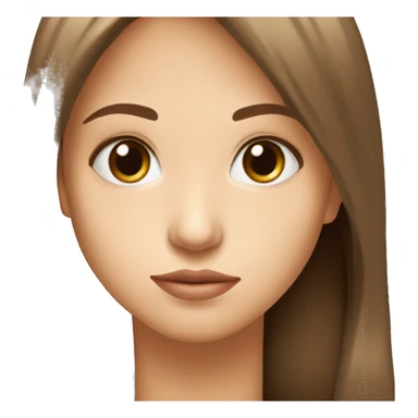 brown hair loose hair long hair white face straight nose pretty face sticker