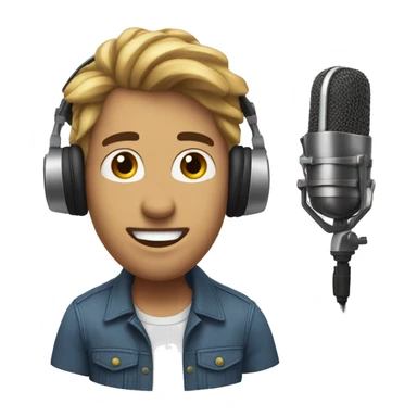 Create a voice actor, wearing headphones, speaking into a studio microphone. sticker
