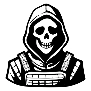 Call of Duty Ghost character with skull mask, tactical military outfit sticker