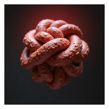 muscular knot highlighted with red halo, isolated on white background, realistic details, soft shading sticker