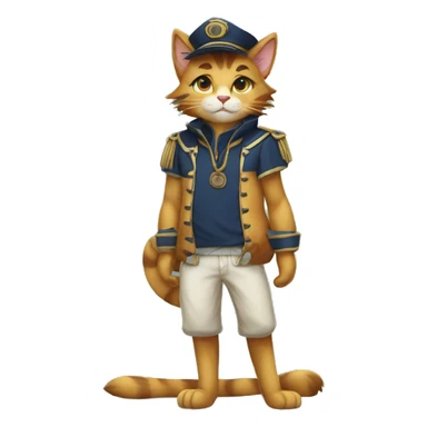 Anthro Fur-Sona feline-Fakémon with a Mariner’s-cap Full Body sticker