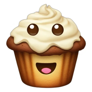 vanilla chocolate muffin with a face sticker