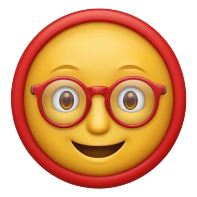 A simple smiling emoji with red frame glasses sticker
