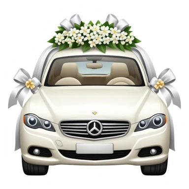Luxury car with wedding decorations, on the side sticker