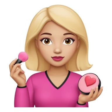 Light skin female holding makeup blush sponge in left hand  sticker