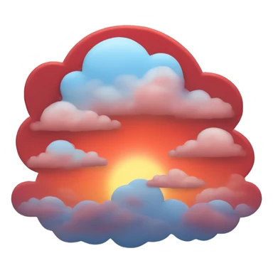 Red sunset with pale blue clouds sticker