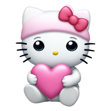 Hello kitty holding pink heart sticker